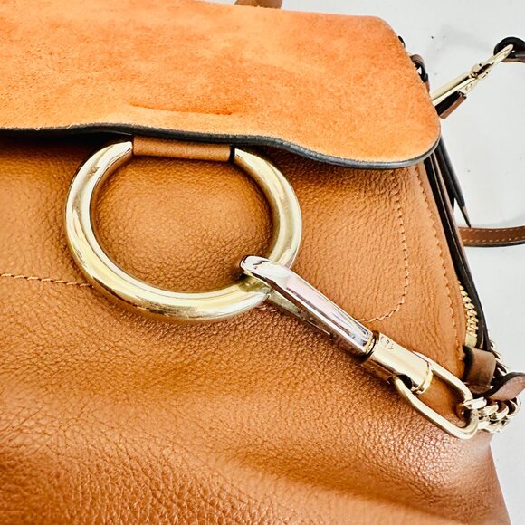 CHLOE FAYE 2-WAY TAN SUEDE AND CALFSKIN LEATHER SHOULDER BAG BACKPACK ITALY main image 10